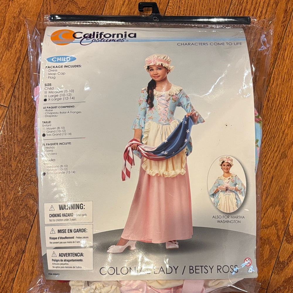 California Costumes Colonial Lady Kids Costume - Pink and Blue Size XL